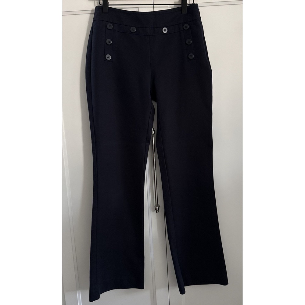 CAbi Pants 2 Women's Black Mariner Trouser Sailor Style Buttons Wide Leg